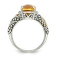 thumbnail image 2 of 14K Two-Tone Gold Ring Band Gemstone Yellow Citrine Cushion Diamond Round, 2 of 6