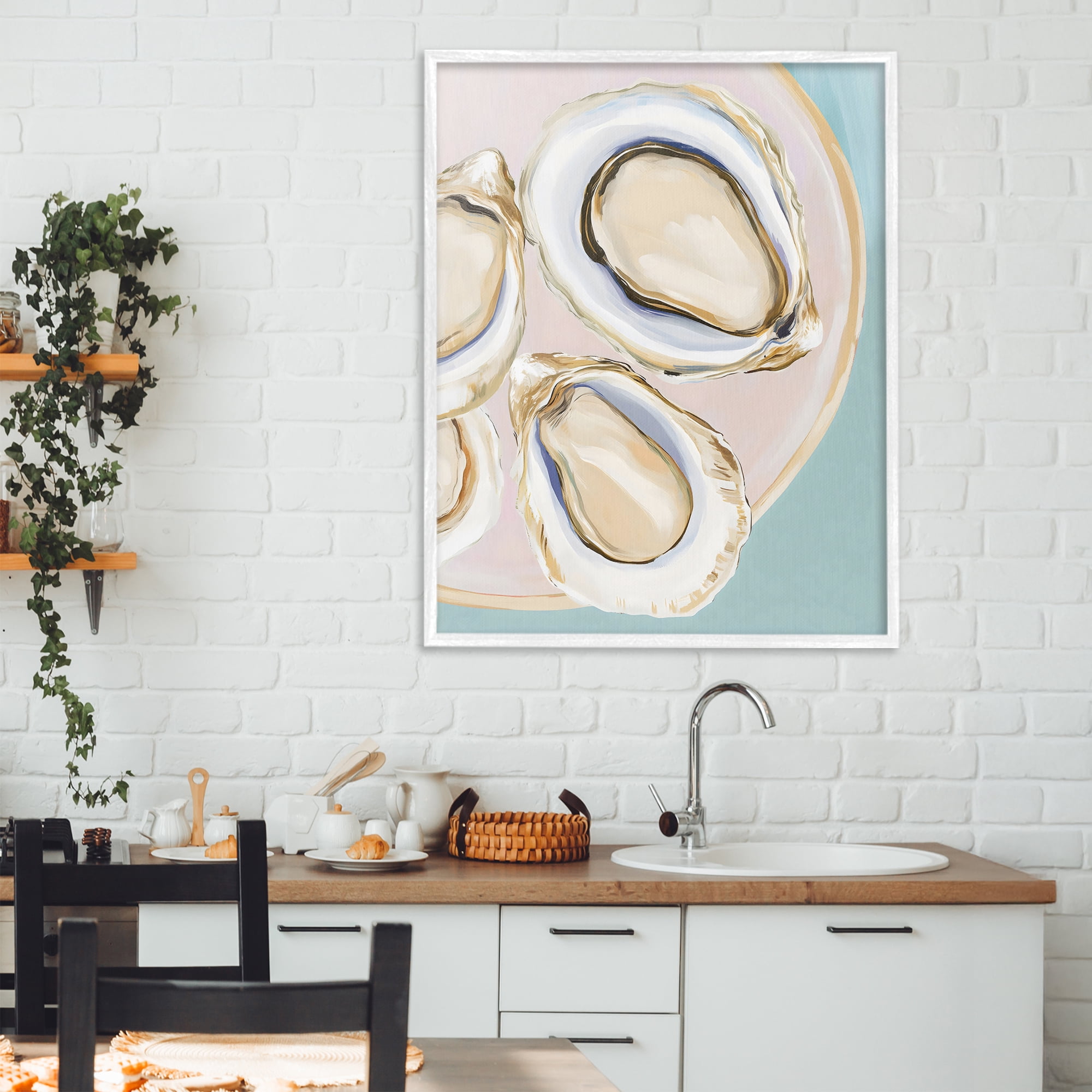 Stupell Industries Plate of Oysters White Framed Giclee Art, design by The Prints Vibe