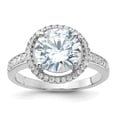 thumbnail image 3 of Sterling Silver Rhodium-plated 8mm Center Halo Cubic Zirconia Ring Size 7, 3 of 4