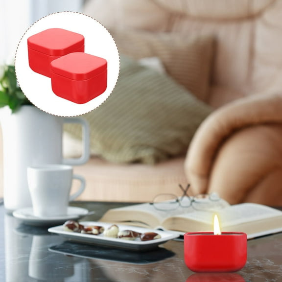 Masteelf 2 Pcs Containers Aromatherapy Candle Iron Can Candle Making Kit 5.5X5.5cm Red