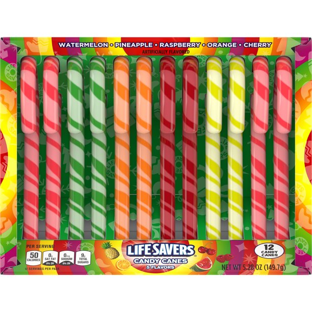 Life Savers 5 Flavors Assorted Holiday Candy Canes (5.28oz. Box of 12