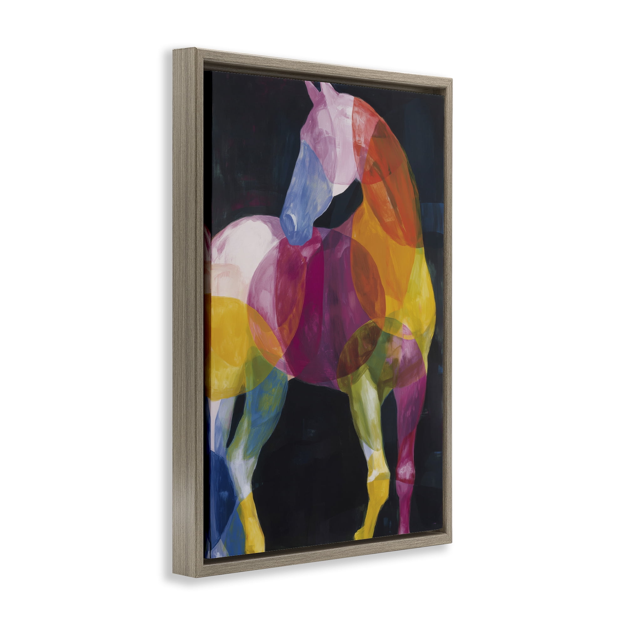 Stupell Industries Prism Horse Abstraction Brown Framed Floater Canvas Wall Art, design by Chromatic Storm Studio