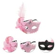 thumbnail image 3 of Unique Bargains 1 Pc Ostrich Feather Half Face Party Mask for Masquerade Party Pink, 3 of 5