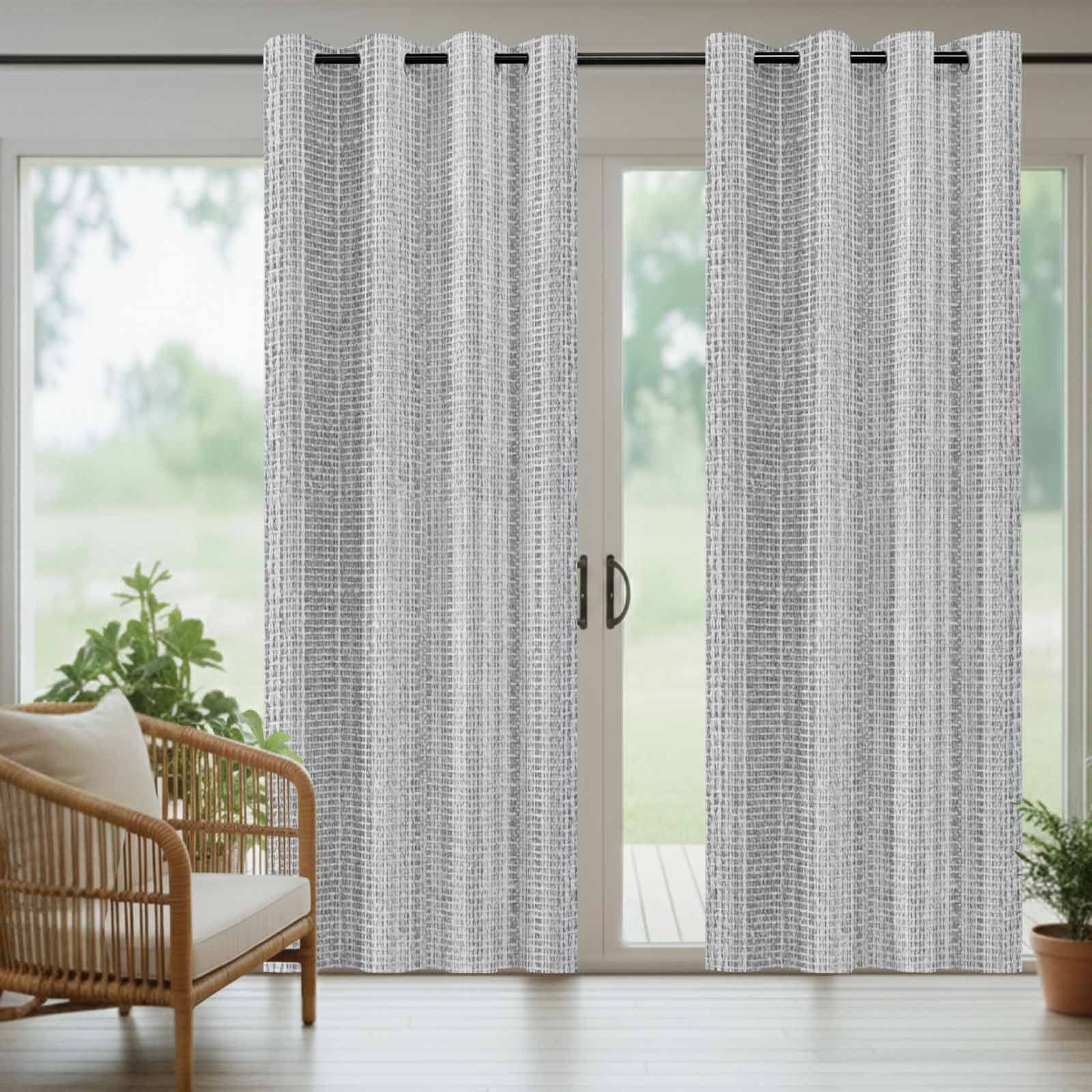 Abstract Gray Outdoor Curtains for Patio, Rustic Farmhouse Minimalist Grey Vertical Striped Lines Sunshade Privacy Drapes Grommet Waterproof Outside Curtains for Porch Balcony 54"x108", 1 Panel