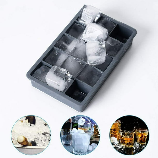 Xihbxyly Bandejas de Hielo de Silicona, Juego de 4 Moldes Flexibles, Diseño de 60 Cavidades para Cubitos de Hielo Cuadrados Grandes, Fácil Liberación para Bebidas, Perfectas para Cócteles y Fiestas,
