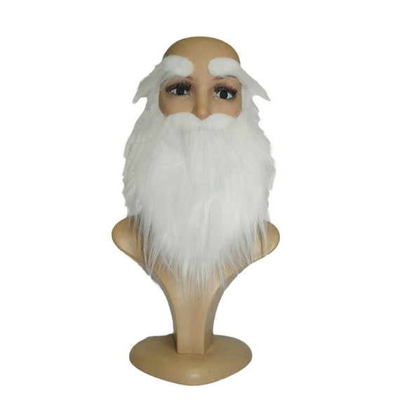 SUNSIOM 3 Pcs Santa Beard and Eyebrows White Fake Beard Eyebrow Costume Accessories Christmas Party Supplies