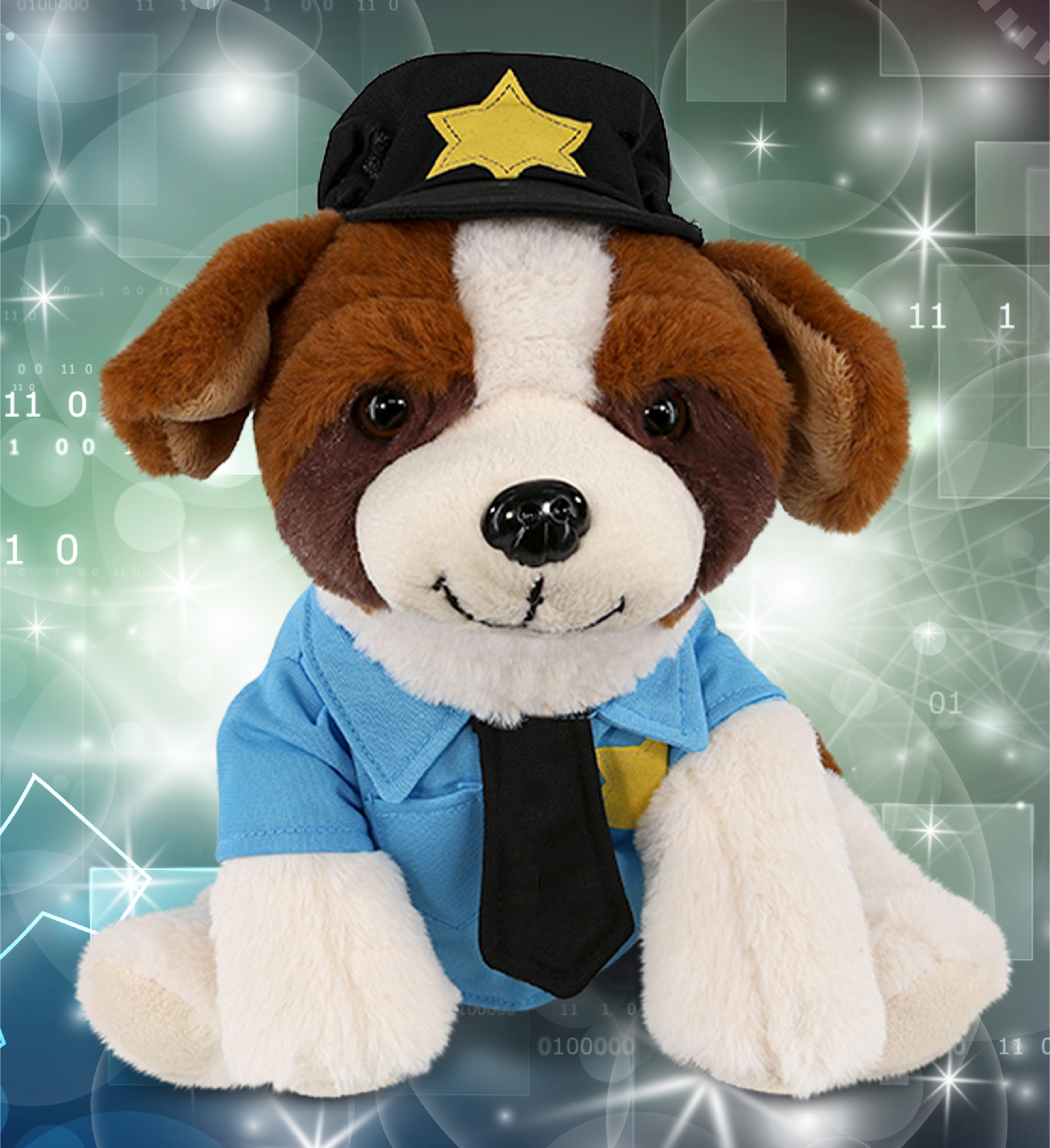 DolliBu St. Bernard Dog Police Officer Plush Toy - Soft Dog Cop Stuffed Animal Dress Up with Cute Cop Uniform and Cap Outfit - Super Soft Farm Life Stuffed Dog Animal - 8 Inches