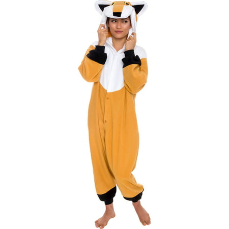 SILVER LILLY Unisex Adult Plush Fox Animal Halloween Costume Pajamas