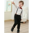 thumbnail image 5 of CARETOO Toddler Boy Clothes Suit Outfit Formal Shirt Vest Bow Tie Suspender Pant Cotton Fabric 4pcs, 5 of 26