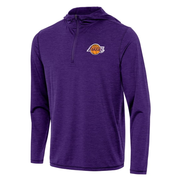 Men's Antigua Heather Purple Los Angeles Lakers Tidy Quarter-Zip Hoodie