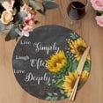thumbnail image 3 of Yellow Sunflowers Round 13 Inch Placemats Set of 4, Farmhouse Floral Rustic Leaves Dark Grey HeatResistant Non Slip Place Mats for Dining Table, Wipeable Braided Kitchen Table Mats for Housewarming, 3 of 9