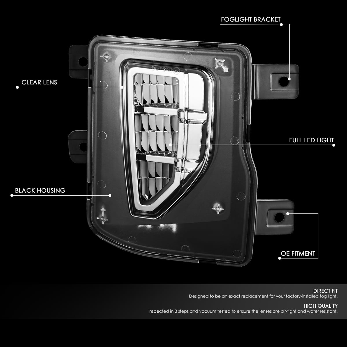 DNA Motoring For 16-19 Chevy Silverado 1500 FULL LED Front Face Bar Fog Lamps Pair Chrome w/Wiring+Switch