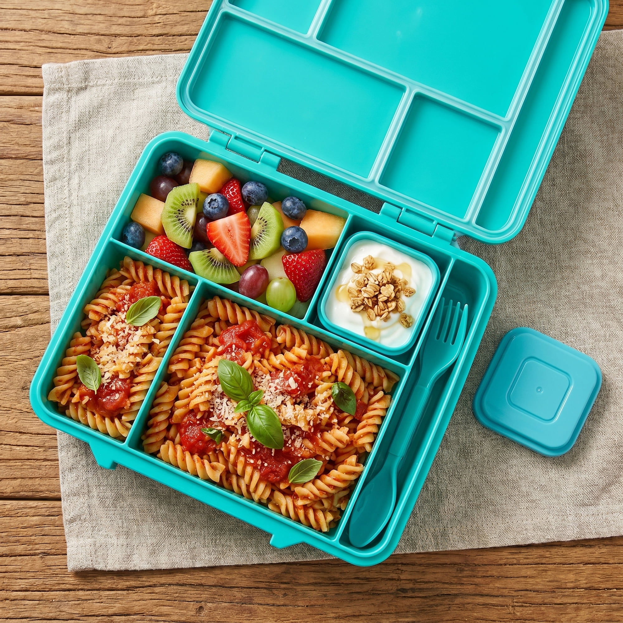 Unique Bargains 5-Compartment Leak-Proof Meal Lunch Bento Box Green