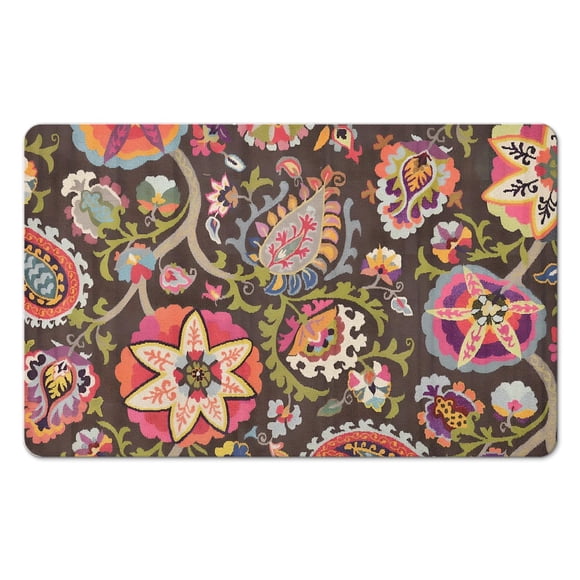 Tapis Floral Coloré Charmant, Collection Moderne / Antidérapant, 20x32 Pouces / Style Vintage Vieilli pour Salon, Salle de Bain