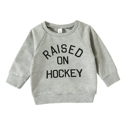 

Baby Toddler Girl Warm Hooded Pullover Toddler Fall Sweatshirt Boys Girl Long Sleeve Letter Printed Round Neck Pullover Hoodie Casual Lightweight Pullover Tops Grey 110