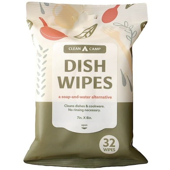 Dish Wipes | 100% Biodegradable Pre-Moistened Food-Safe Camp Kitchen Wipes | A Soap-and-Water Alternative