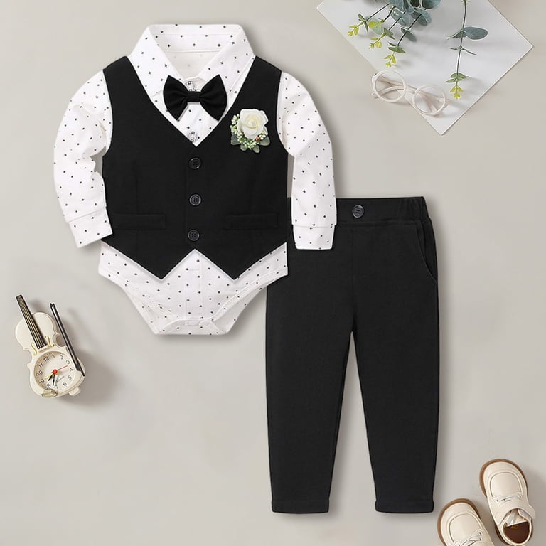 Newborn Girl Outfits Tuxedo Gentleman formal Dress Shirt Vest Pants Baby Suit Sets Toddler Boy Clothes Black 6-12 Months Newborn Girl Outfits Tuxedo Gentleman formal Dress Shirt Vest Pants Baby Suit Sets Toddler Boy Clothes Black 6-12 Months