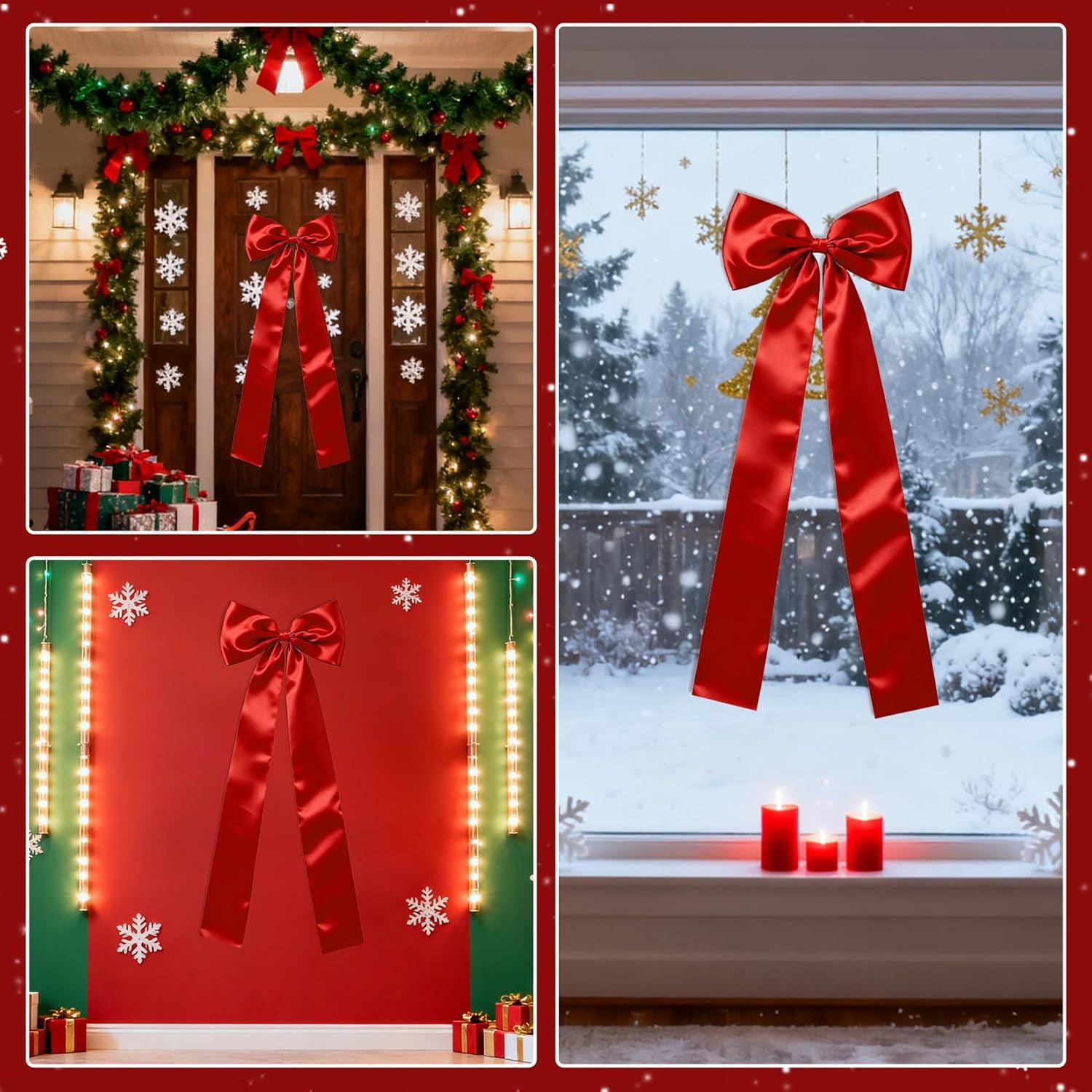 Historyli Topper Bow - Christmas Tree Classic Red Ribbon Bow for Xmas Tree Decor,Holiday Party & Wedding Decorations,Red