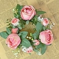 thumbnail image 6 of JWshufel Christmas Garland Mini Artificial Rose Candle Ring Full Realistic Floral Wreath for Wedding Centerpiece Home Door and Mantel Holiday Decor Festive Gift Idea 7.9in Pink, 6 of 6