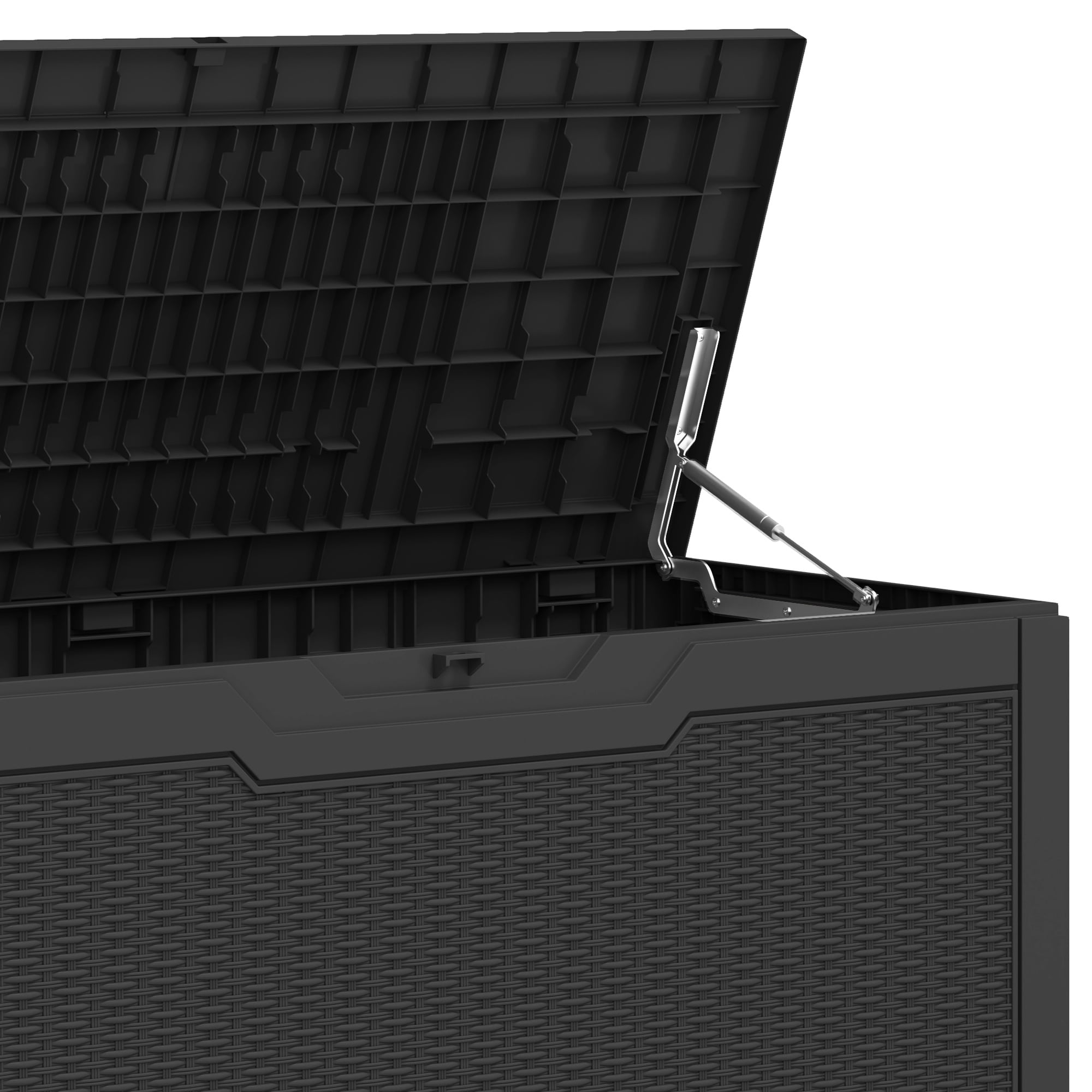 Uforic 80 Gallon Resin Outdoor Storage Deck Box, Weather Resistant Rattan Pattern Lockable Storage Bin for Patio Garden Backyard Home Essentials, Black
