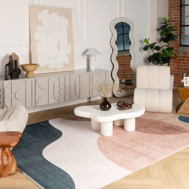 Rug Branch Eclipse 8' x 10' (7'7" X 10'10") Abstract Geometric Indoor Area Rug, Minimalist, Cream Green - Living Room, Bedroom, Dining Room, and Kitchen