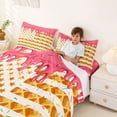 thumbnail image 3 of Erosebridal Waffle American Flag Queen Sheet Sets for Kids, Pink Ice Cream Drip Bed Set, 1 Flat Sheet, 1 Fitted Sheet and 2 Pillowcases, 3 of 5