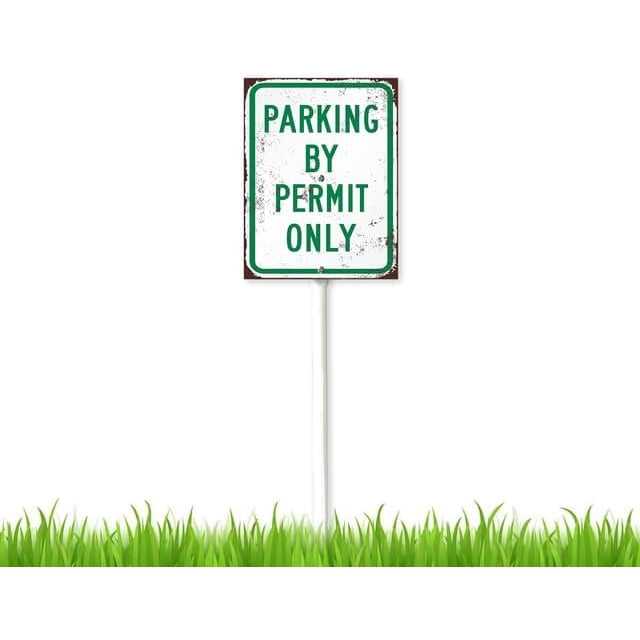 Letrero de estacionamiento solo con permiso de 8 x 12 pulgadas con estaca, estaca decorativa para plantas, arte para césped, decoración de patio, adornos para caminos de interior