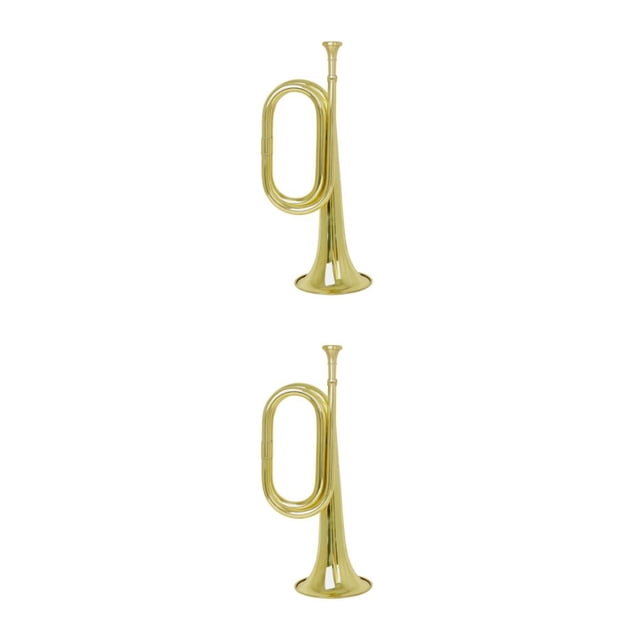 Sonducket Trompeta de caballería, juguete de aprendizaje temprano de cobre, instrumento de música, juguetes vocales de desarrollo, cuerno con Oro 2piezas