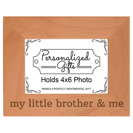 ThisWear Gifts for Big Brother My Little Brother and Me Christmas Gifts for Big Brother Christmas Gifts Wood Laser 4x6 Landscape Picture Frame