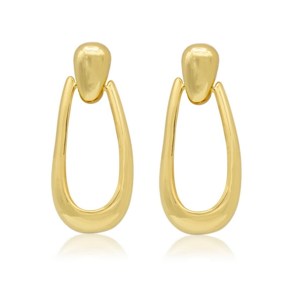 Classic Door Knocker Drop Hoop Earrings - Gold Tone Statement Earrings for Women Jewelry Women Gold