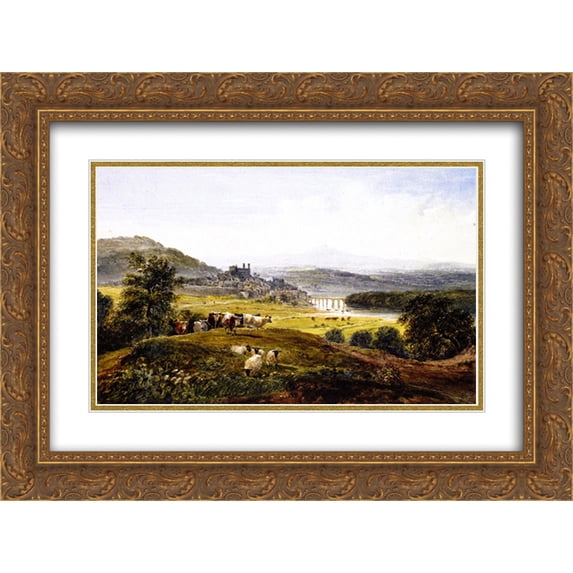 David Cox 2x Matted 24x20 Gold Ornate Framed Art Print 'Hay on Wye '