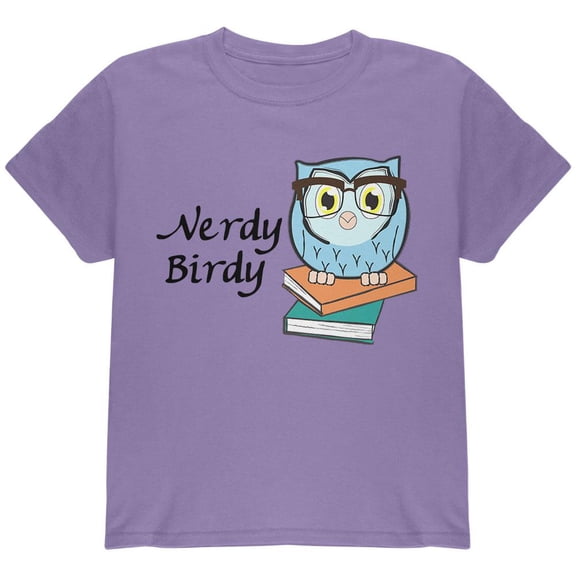 Owl Nerdy Birdy Funny Rhyme Youth T Shirt Violet YXL