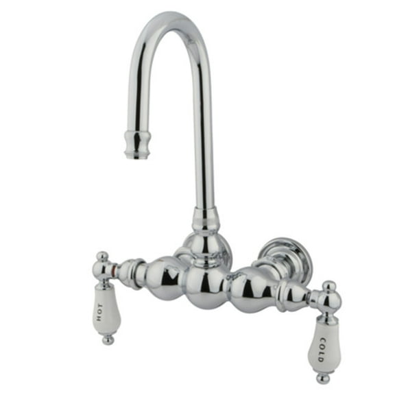 Vintage Double Handle Wall Mount Clawfoot Tub Faucet Trim, Chrome