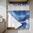 thumbnail image 4 of Summer Sea No Hook Shower Curtain with Snap in Liner Nautical Coastal Abstract Watercolor Ocean Waves Corals Waterproof Bathroom Shower Curtain with See Through Top Window for Bathtub 72" x 72", 4 of 9