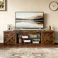 thumbnail image 2 of HOMRELEXA Farmhouse TV Stand for TVs Up to 65", Home Entertainment Center with LED Light, Open Storage Cabinet & Adjustable Shelves, Brown, 2 of 9