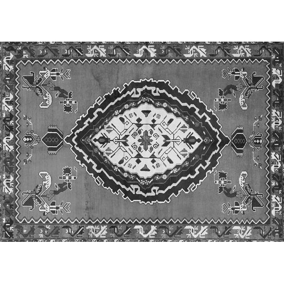 Ahgly Company Indoor Rectangle Medallion Gray Traditional Area Rugs, 7' x 9'