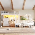 thumbnail image 6 of Harper & Bright Designs Full over Full Bunk Bed with Storage Drawers and Shelves, Metal Bunk Bed Frame with LED Lights, Ladder and Guardrail, White, 6 of 16