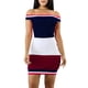 thumbnail image 2 of Vestido delgado de las mujeres atractivas del hombro empalme del color Mini vestido de fiesta d Irfora Vestido, 2 of 7