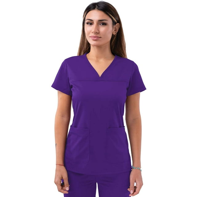 Adar Pro Sarraus pour Femmes - Haut de Sarrau à Encolure Cœur en V - P4210 - Raisin - 3X