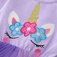 thumbnail image 4 of IBTOM CASTLE Kids Toddler Girls Long Sleeve Fall Dress Rainbow Unicorns Tutu Dress Princess Birthday Christmas Casual Dresses 7-8 Years Purple Unicorn, 4 of 7