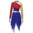 thumbnail image 6 of Kaerm Liturgical Praise Dance Workship for Women Metallic Color Block Lyrical Dance Dress Dancewear Royal Blue M, 6 of 7