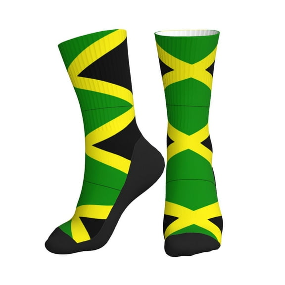 Men Women Jamaican Flag Novelty Soft Funny Dress Crew Socks