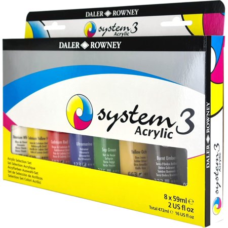 System3 8-Tube Paint Set for Adults - Painting Supplies for Artists Students - Paints for Murals Canvas More - Art Paints for Any Skill Set
