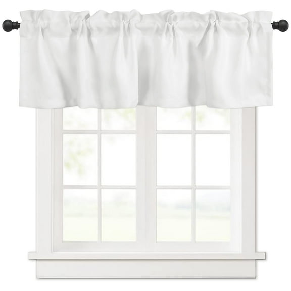 Hokiten Rod Pocket Curtain Valance, White Farmhouse Window Valance for Living Room, Bedroom, Kitchen Pure White Solid Color Simple Minimalism Art 42"W x 18"L