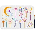 thumbnail image 1 of Plantilla de varita mágica con 13 estilos (11,7 × 8,3 pulgadas). Plantilla temática de magia con pincel. Plantilla para dibujar varitas mágicas de princesas, hadas, estrellas y lunas., 1 of 9