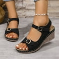 thumbnail image 4 of Viluyesy Women's Wedge Sandals, Soft Sole Adjustable Buckle Open Toe Comfortable Fashion Shoes Black 6, 4 of 8