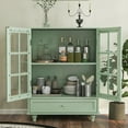 thumbnail image 2 of Narrow Glass Display Cabinet, Sideboard with Storage, 38" Kitchen Buffet Storage Cabinet with 2 Glass Doors and 1 Drawer, Mint Green, 2 of 7