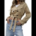 thumbnail image 2 of Gabardina Corta con Solapa y Doble Botonadura para Mujer Caqui XL, 2 of 10