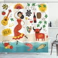 thumbnail image 1 of Ambesonne Spain Shower Curtain, Bull Guitar and Dancer, 69"Wx84"L, Multicolor, 1 of 3