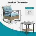 thumbnail image 6 of Enyopro 3 Pieces Wicker Rocking Chairs, Outdoor Patio Furniture Sets, Modern Conversation Set with Cushion and Dual-Layer Coffee Table, 300LBS Weight Capacity, Blue, 6 of 8